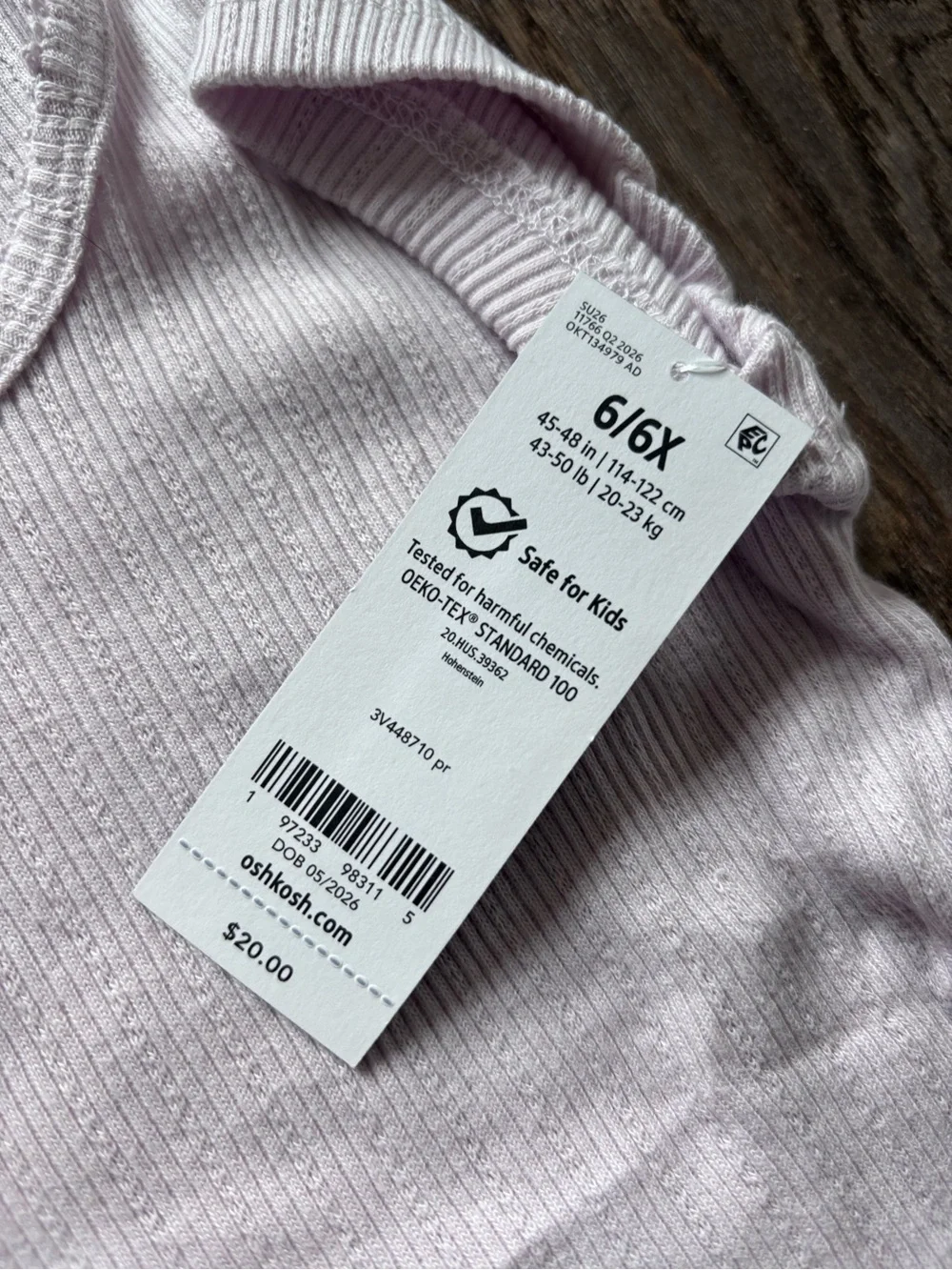 OshKosh B'gosh Light Lilac Ribbed Scoop Neck Top